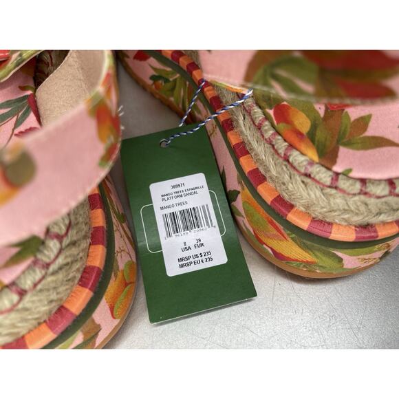New! Farm Rio Tropical Mango Fruit Print Sandals Platform Parrot Size 8 - Picture 5 of 6